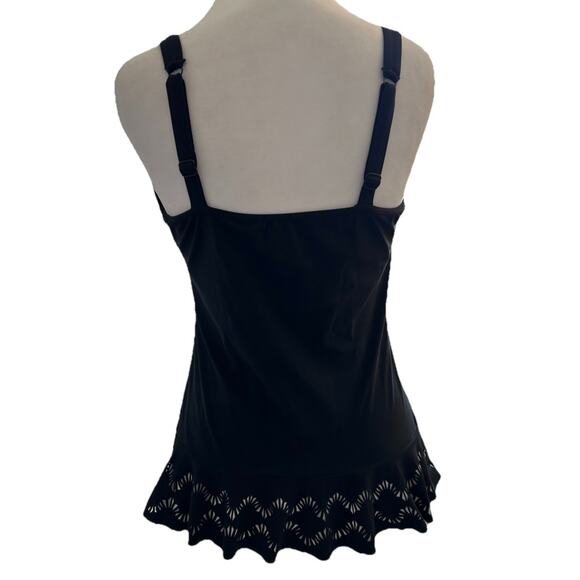 Profile by Gottex Women's 38D Full Support Swim Tankini Top Black Ruffle Floral - Picture 3 of 16